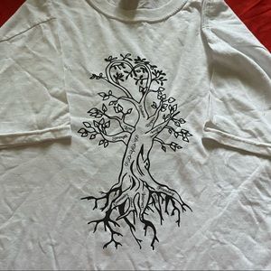 white graphic tee, tree of life, school shirt